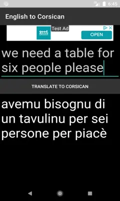 English to Corsican Translator android App screenshot 0