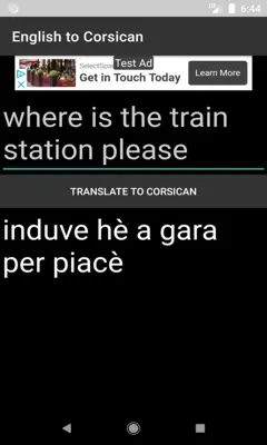 English to Corsican Translator android App screenshot 1